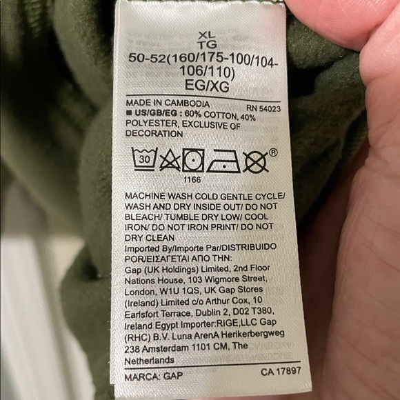 GAP Dark Green Pullover Classic Crewneck Fleece Lined with White Logo Size XL - Picture 8 of 8